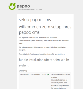 Papoo Content Management System Installation 03
