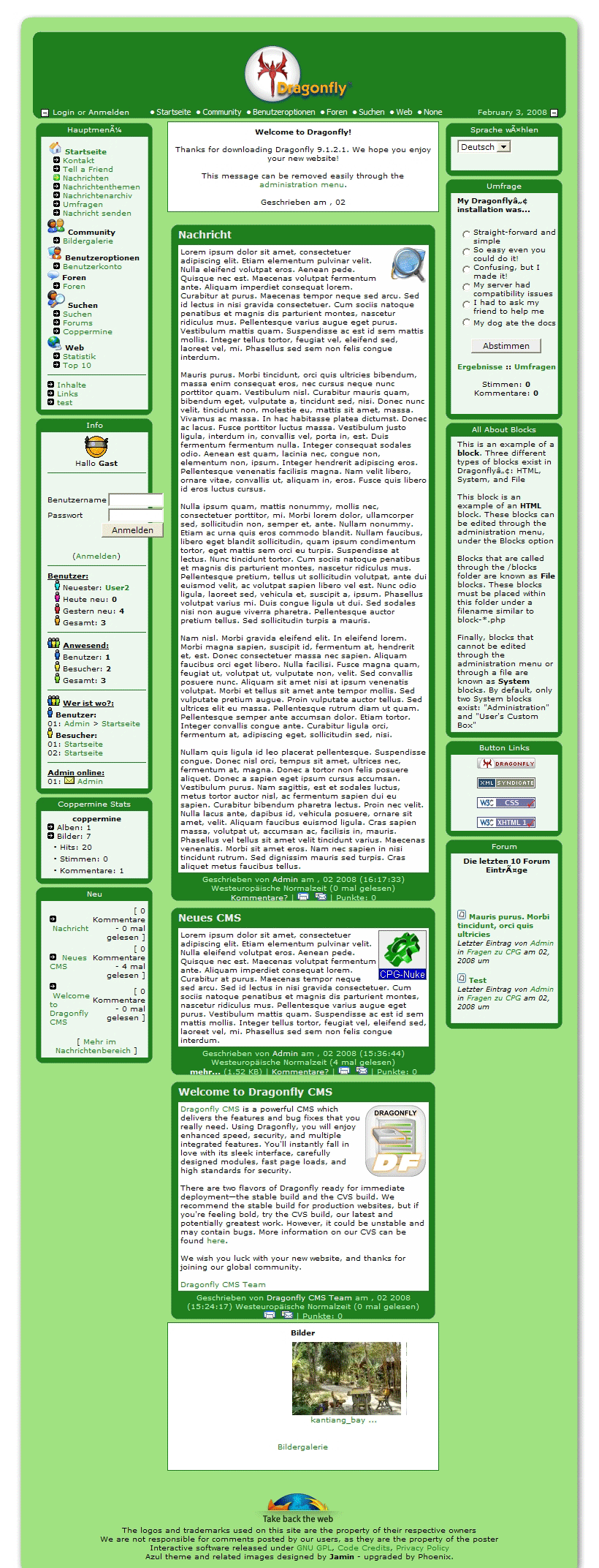 Azul-Forest für CPG-CMS Dragonfly CMS