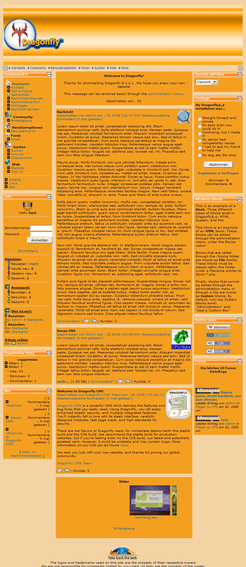 Themes Orangerush für CPG-CMS