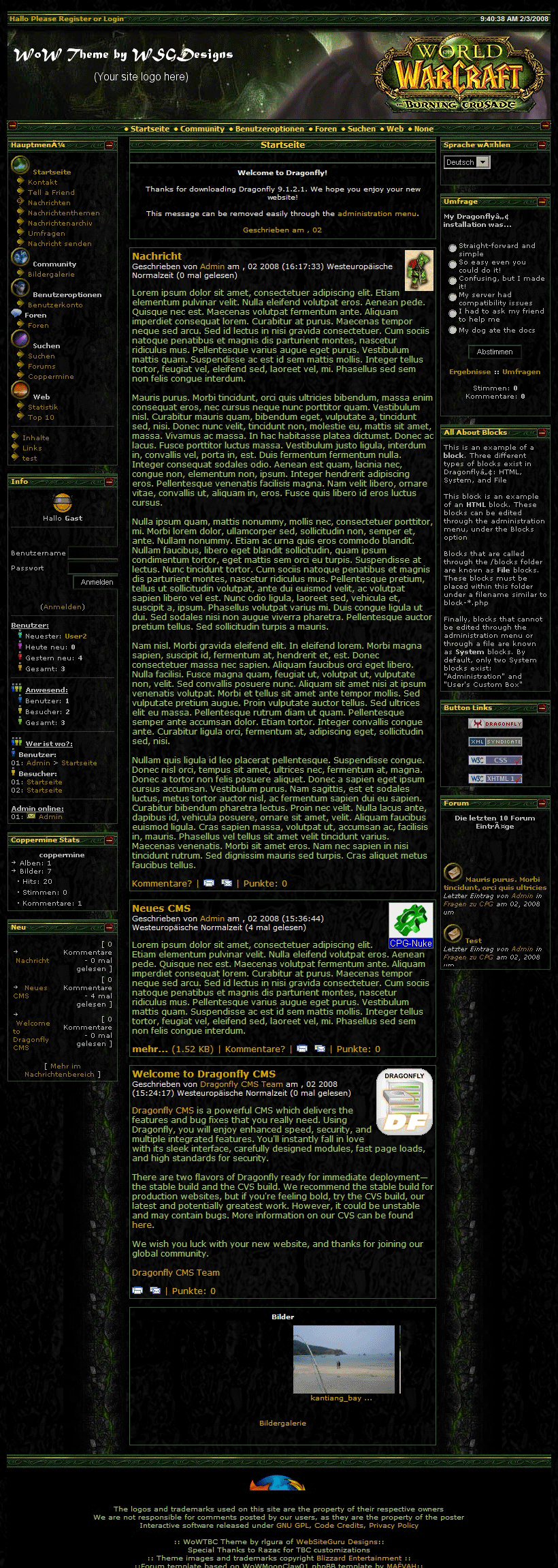 Layout WoW (Word of Warcraft)