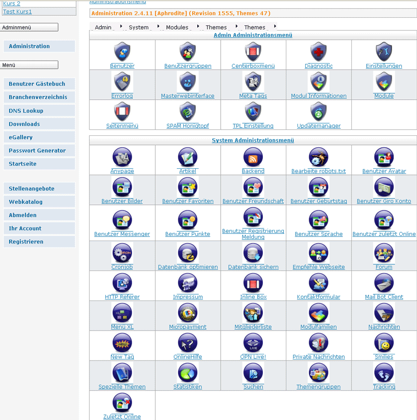 OpenPHPNuke Administrations- Startseite