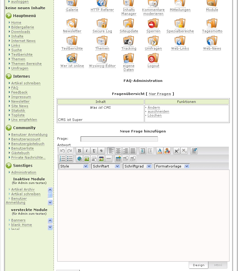 FAQ Modul pragmaMx CMS