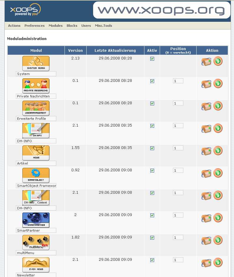 XOOPS Content-Management-System Screenshots